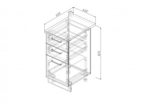 Н3Я 40 Модуль нижний Без Столешницы 3 ящика МН3Я 40 в Кизеле - kizel.magazin-mebel74.ru | фото