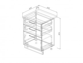 Н3Я 60 Модуль нижний Без Столешницы 3 ящика МН3Я 60 в Кизеле - kizel.magazin-mebel74.ru | фото